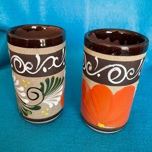 🏺 Pair of Vintage Handcrafted and Hand Painted Vases. Mexican sandstone Art🏺